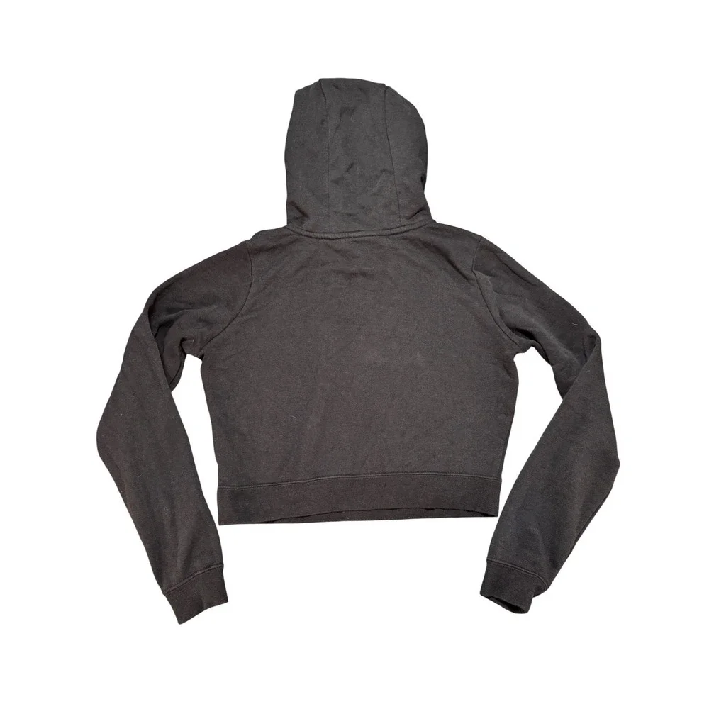 Nike Sportswear Essential Cropped Hoodie Black White Futura Logo Womens XS